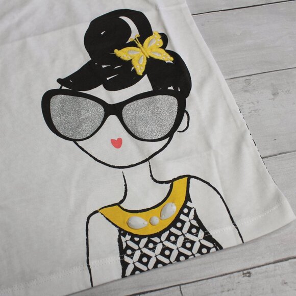 Gymboree Vintage Girl's Top Shorts Sunglasses Size 4 Black Yellow - Picture 5 of 11